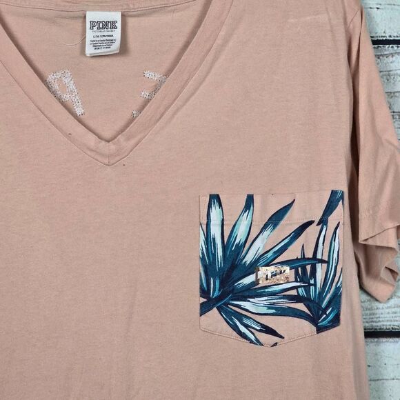 PINK Victoria’s Secret Love Pink Pocket Tee Size L - Picture 3 of 7